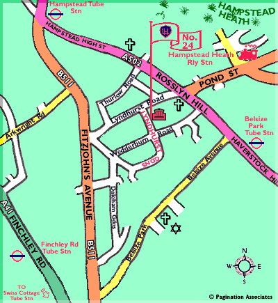  Map of the area around Lyndhurst House School  